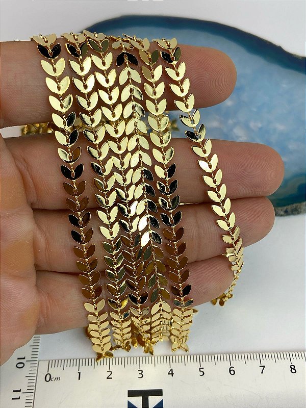 Corrente Flecha Banho Ouro Camada 2 Milésimos Com Verniz Protetivo italiano - 1 Metro