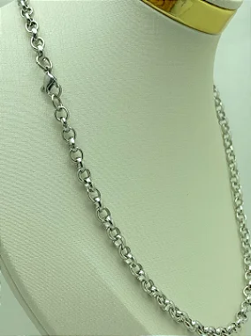 Colar Aço Inox Elo portugues - medida 60cm - Semijoia - Nao Escurece Nunca- 1 unidade