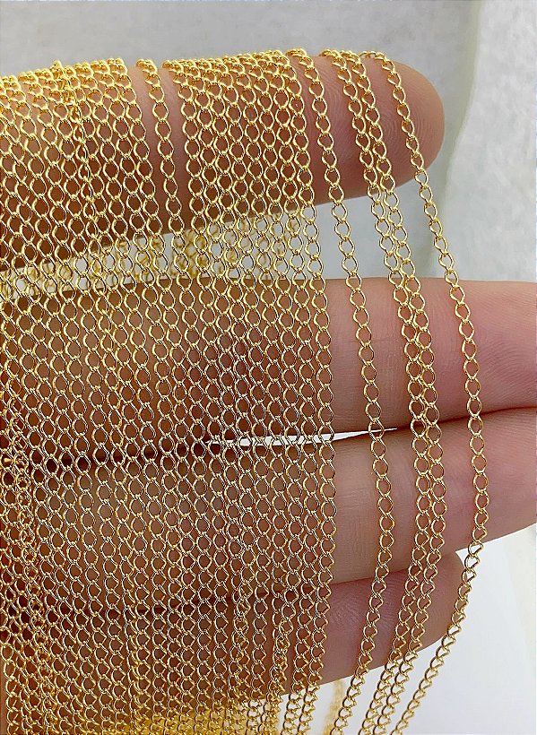 Corrente Alongadora mini - arame 0,45mm extensora Banho Ouro * Semijoia * 5 Milésimos camada Com Verniz Protetivo - 1 Metro