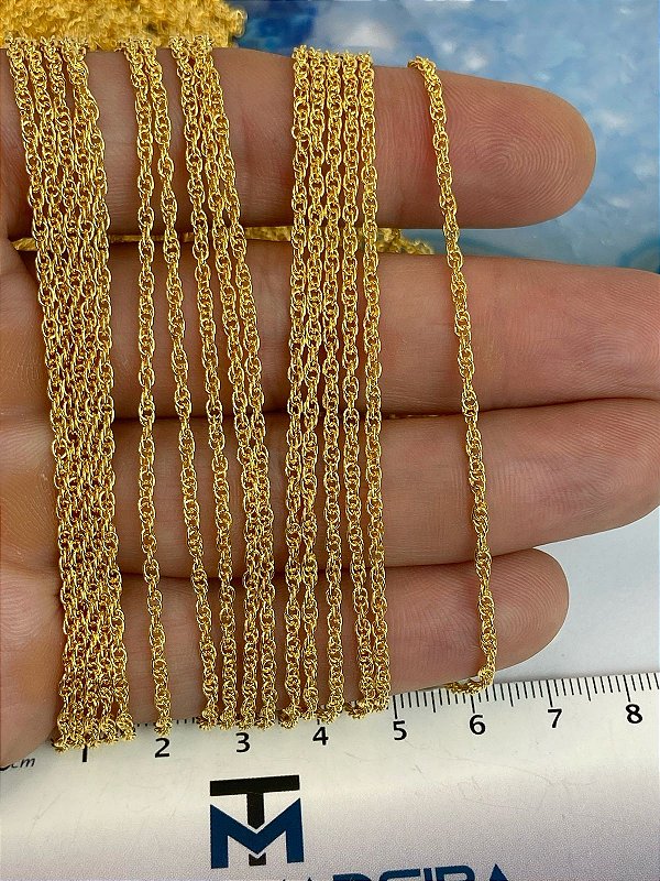 Corrente Torcida Banho Ouro Camada 2 Milésimos Com Verniz Protetivo Italiano - 1 Metro