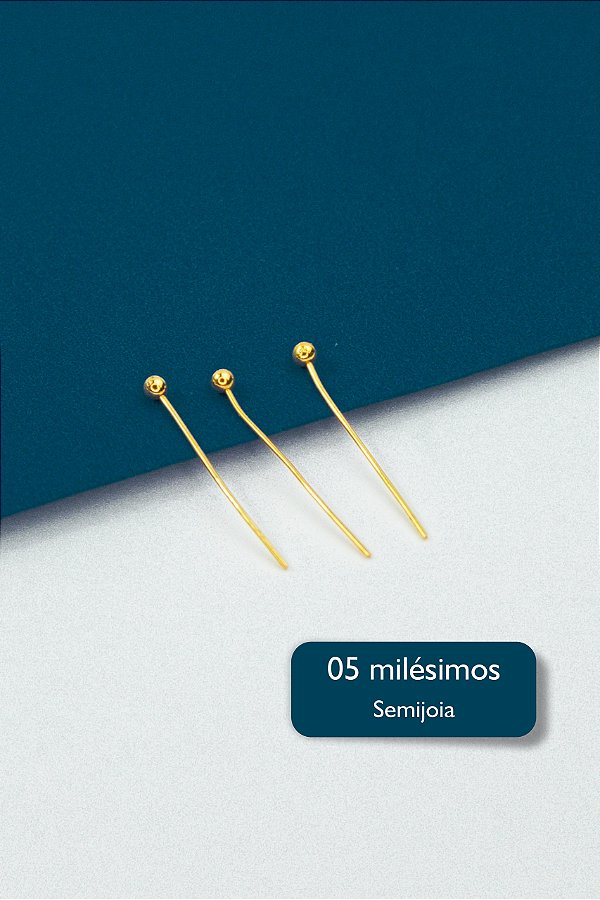 Alfinete Bolinha 3Cm Ouro 5 Milésimos - 10Pçs