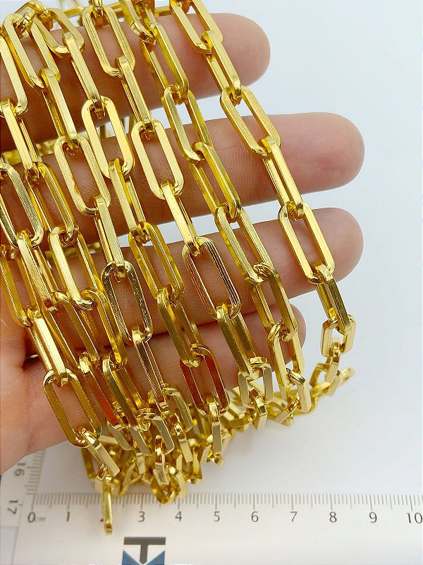 Corrente Cartier longa dourada - arame 2,0mm - Aluminio ouro - 1 metro