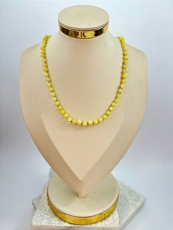 Colar Pedra Jade Amarela Natural - 1 Unidade