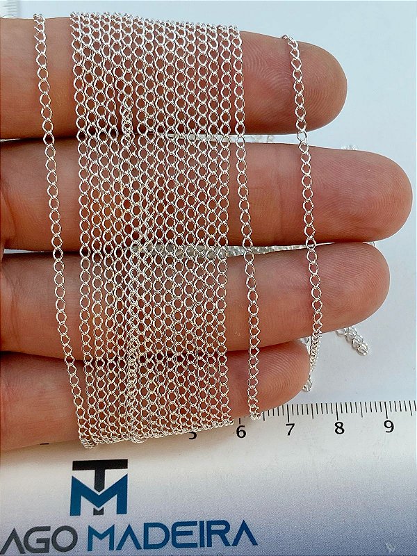 Corrente Alongadora Extensora mini - Arame 0,50Mm - Banho Prata 925 Semijoia Camada De 50 Milésimos Com Verniz Protetivo - 1 Metro