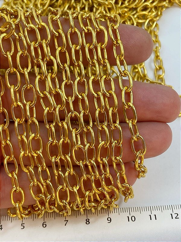 Corrente Cadeado arame 1,50mm - Alumínio Anodizado Ouro - 1 metro