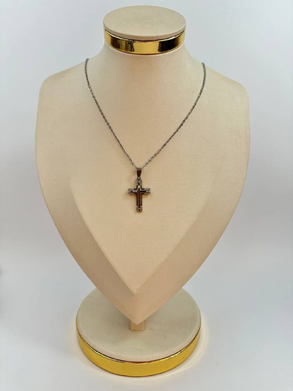 Colar Religioso Cruz 45Cm Aço Inox - 1 Unidade