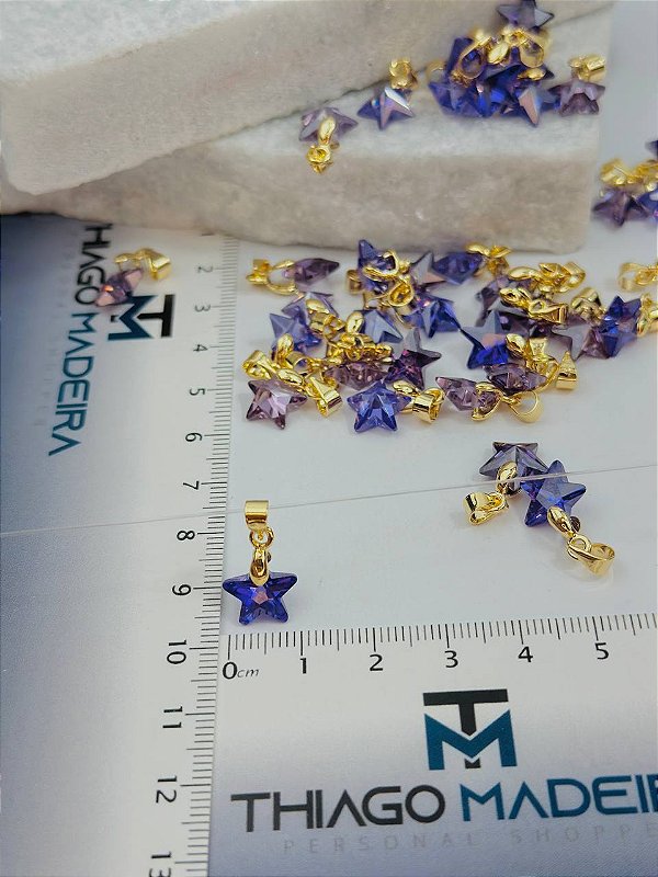 Pingente Estrela Zirconia Roxa - 01 Und