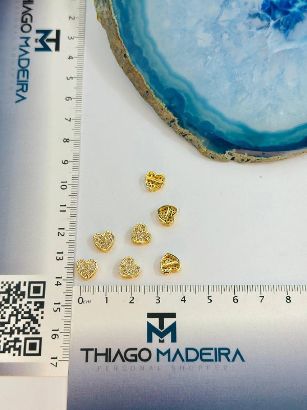 Pingente Passante Coracao Cravejado Ouro - 01 Unid