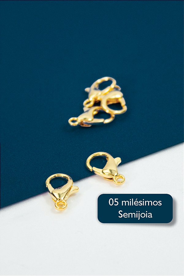 Fecho Lagosta 14Mm 5 Milésimos Ouro - 30pçs