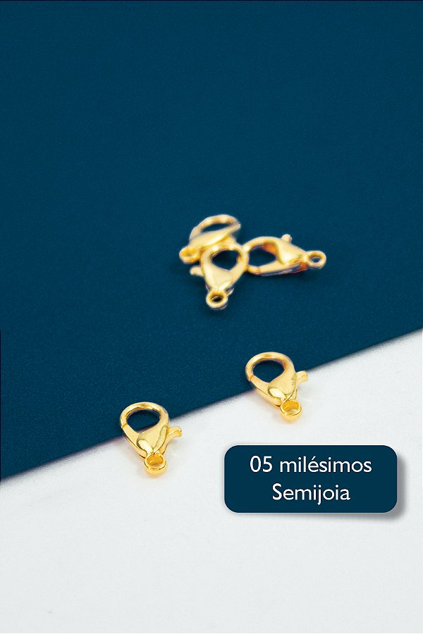 Fecho Lagosta 12Mm 5 Milésimos Ouro - 100pçs