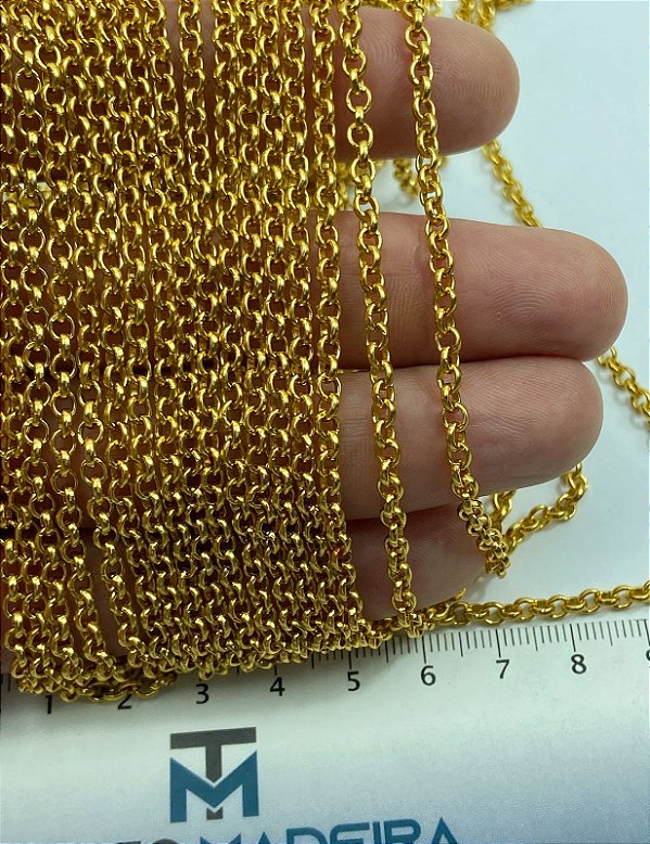 Corrente Guarana portuguesa arame 0,90mm - Aluminio Anodizada Ouro - 1 metro