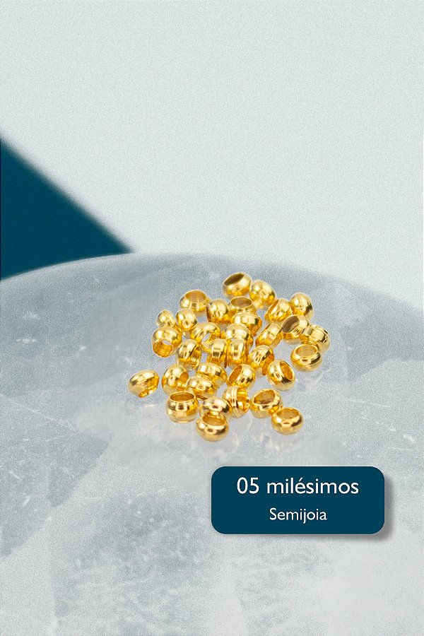 Entremeio Rondele 3Mm Ouro 5 Milésimos - 100 Pçs