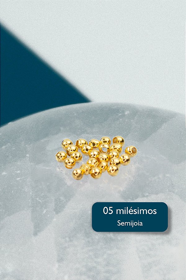 Entremeio Bolinha 2mm Ouro 5 Milésimos - 100Pçs