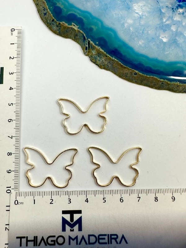 Pingente Caixa Borboleta 23x32Mm Ouro - 01 Unid