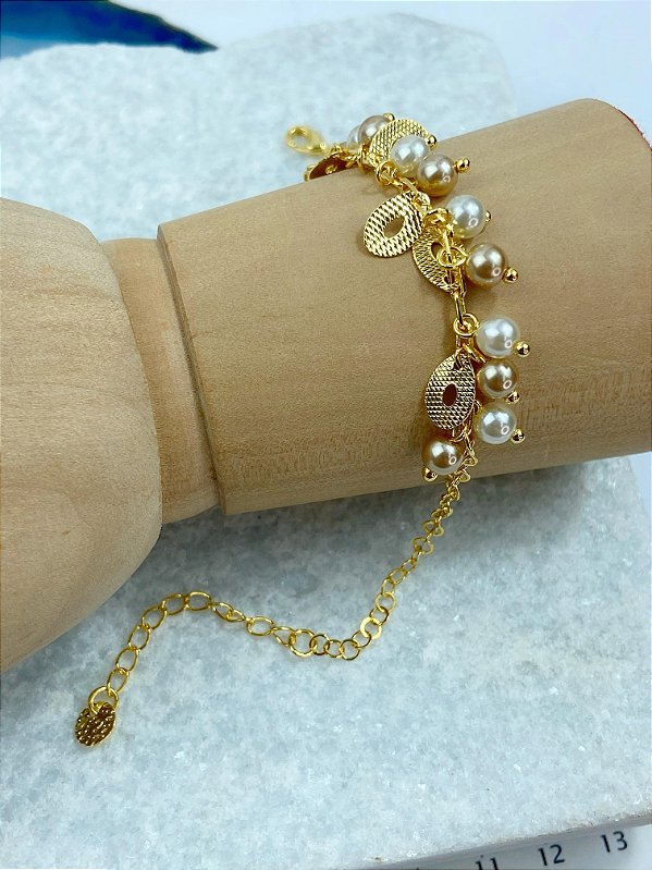 Pulseira Perola Banho Ouro 2 milésimos - 1 unidade