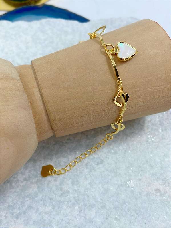 Pulseira Coracao Banho Ouro 2 milésimos - 1 unidade