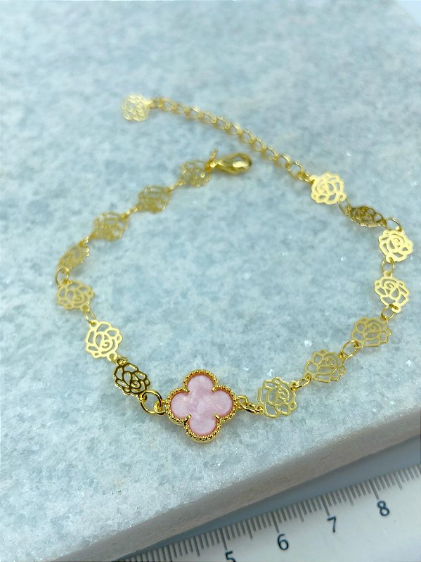 Pulseira trevo Banho Ouro 2 milésimos - 1 unidade