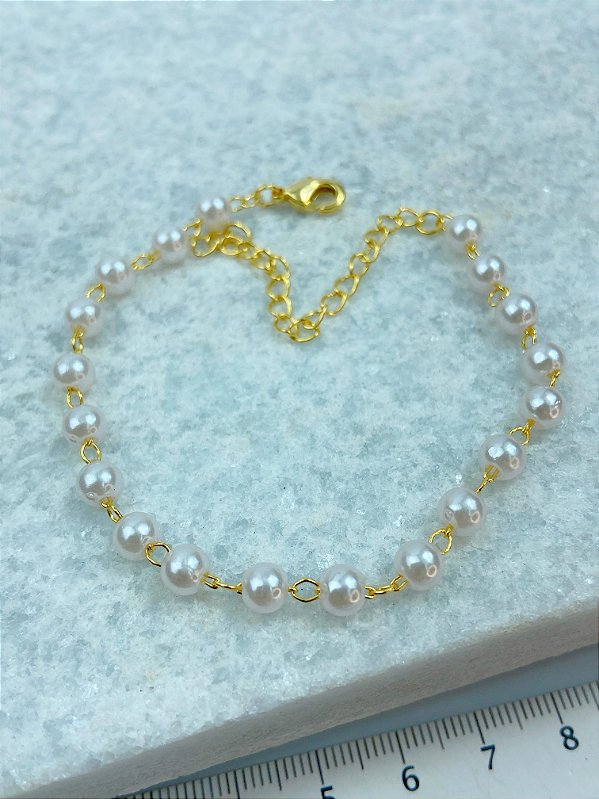 Pulseira perola Banho Ouro 2 milésimos - 1 unidade