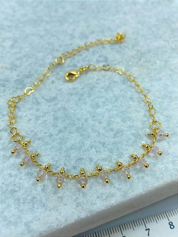 Pulseira cristal Banho Ouro 2 milésimos - 1 unidade