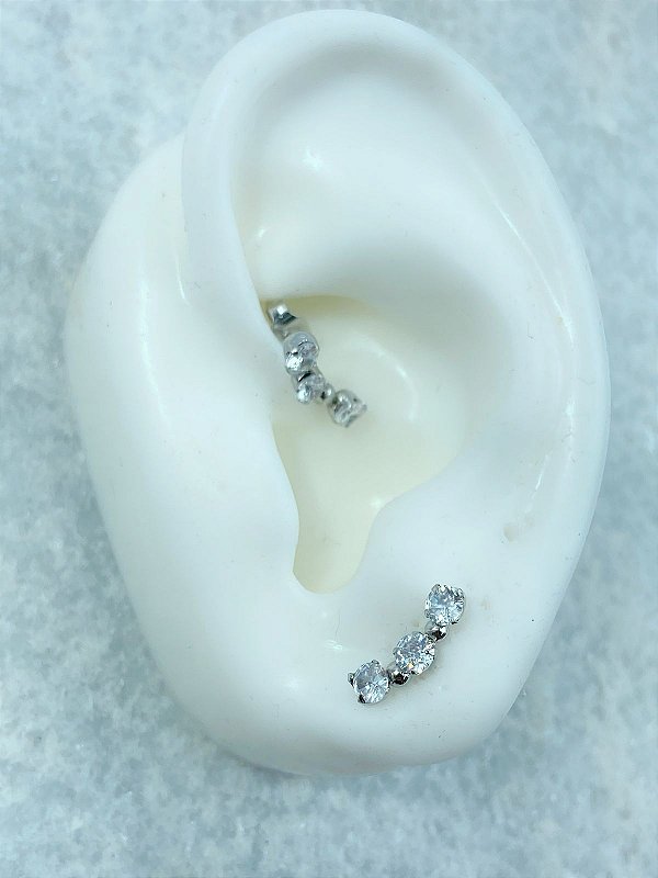 Brinco Aço inox Zirconia com tarraxa - 1 par