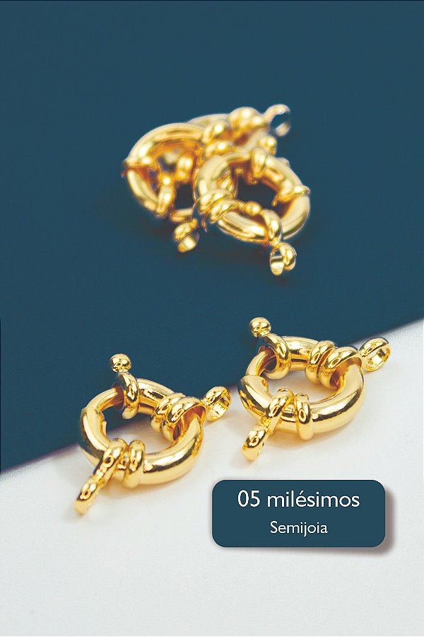 Fecho Boia 13mm Ouro 5 Milesimos Semijoia - 01 Unid