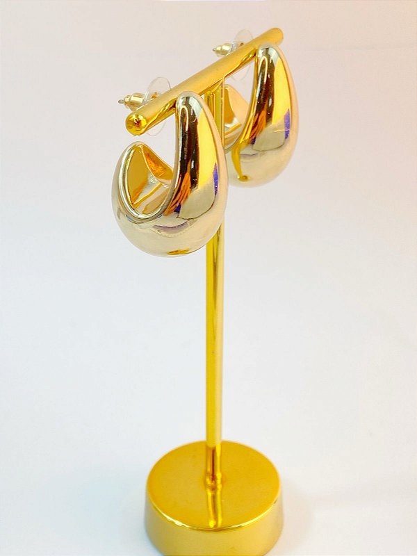 Brinco Gota banho ouro 2 milésimos - 1 par - Brinco super leve