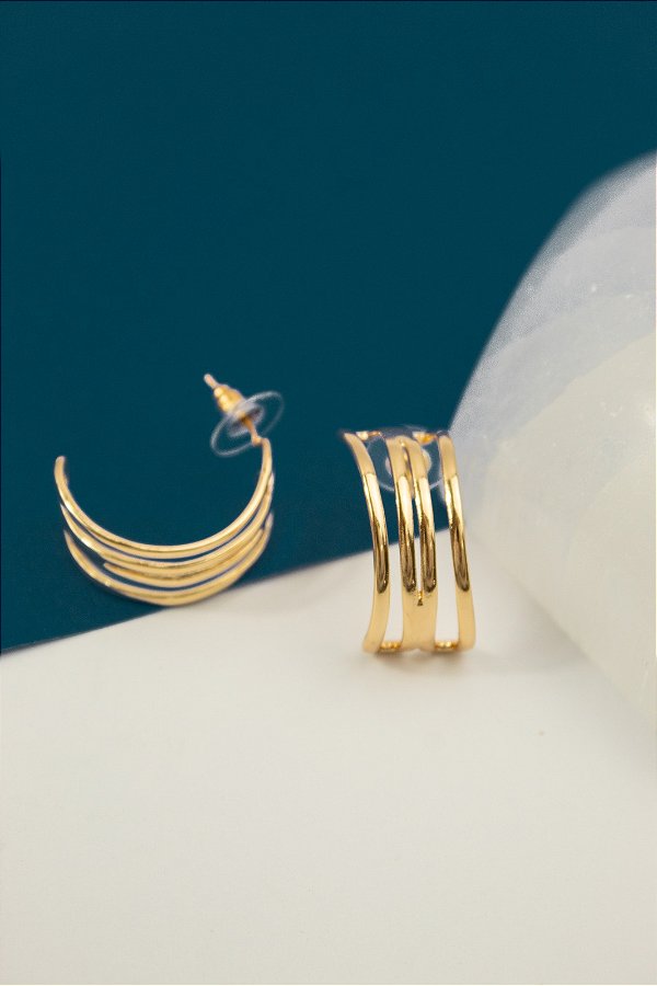 Brinco Argola com tarraxa banho ouro - 1 par