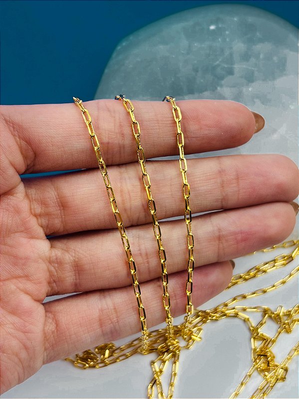 Corrente Cartier Diamantada 0,80Mm - Banho *Semijoia* 5 Milésimos Ouro com Verniz Protetivo - 1 metro