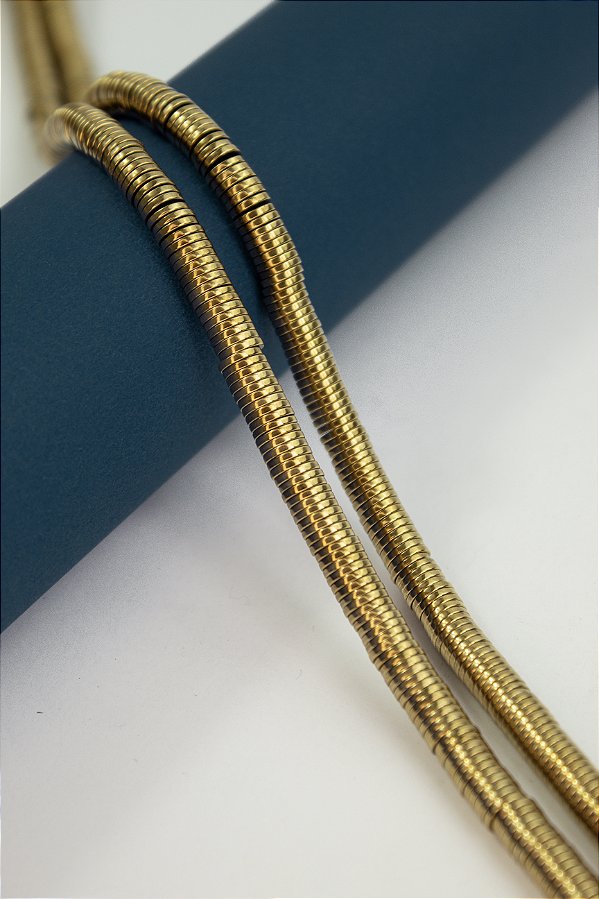 Fio Hematita Dourada Disco 6x1Mm - O Fio
