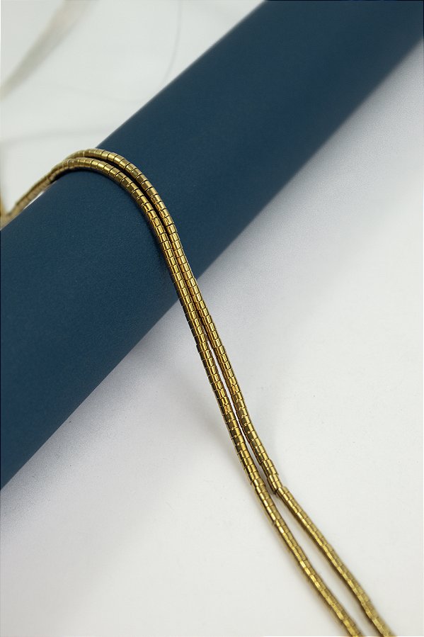 Fio Hematita Dourado Tubo 3x2mm - O Fio