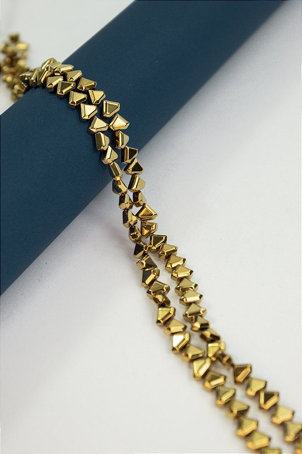 Fio Hematita Dourado Diamante 8mm - O Fio