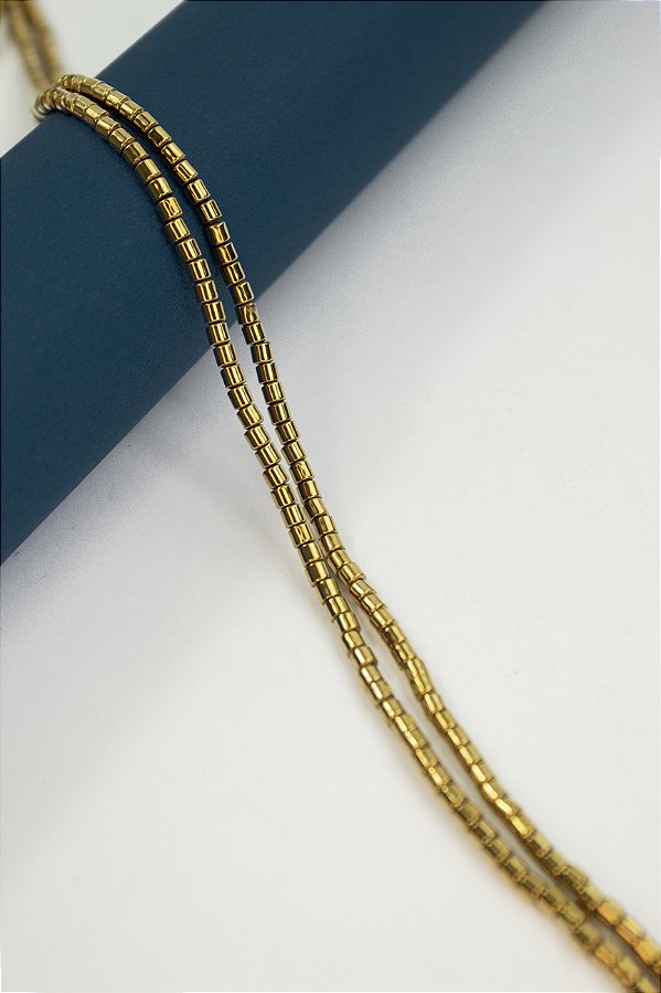 Fio Hematita Dourado Tubo 3x3mm - O Fio