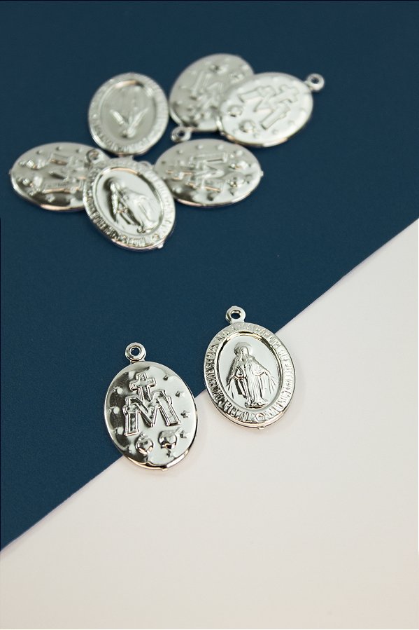 Pingente Religioso Medalha Milagrosa De Nossa Senhora Das Graças Aço Inox - 01 Unid
