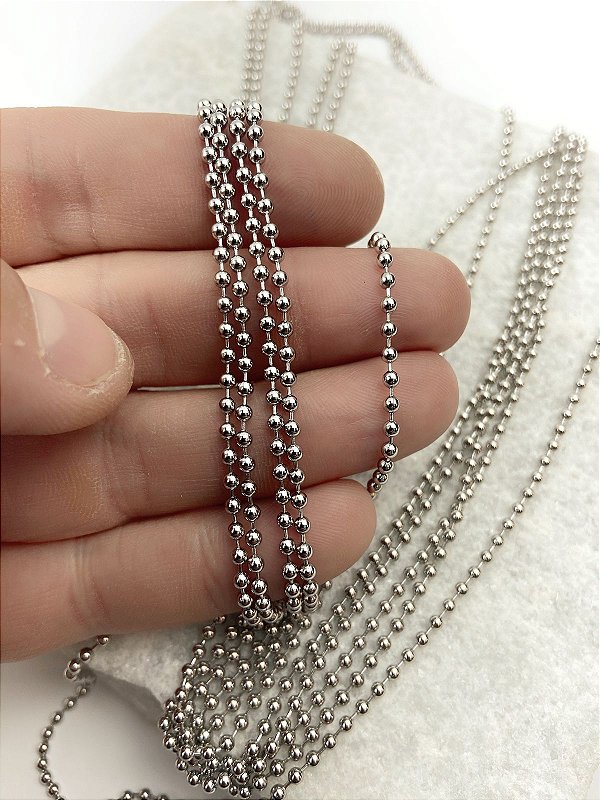 Corrente Bolinha Aço inox - diametro 2,5mm - NAO ESCURECE NUNCA * 1 metro