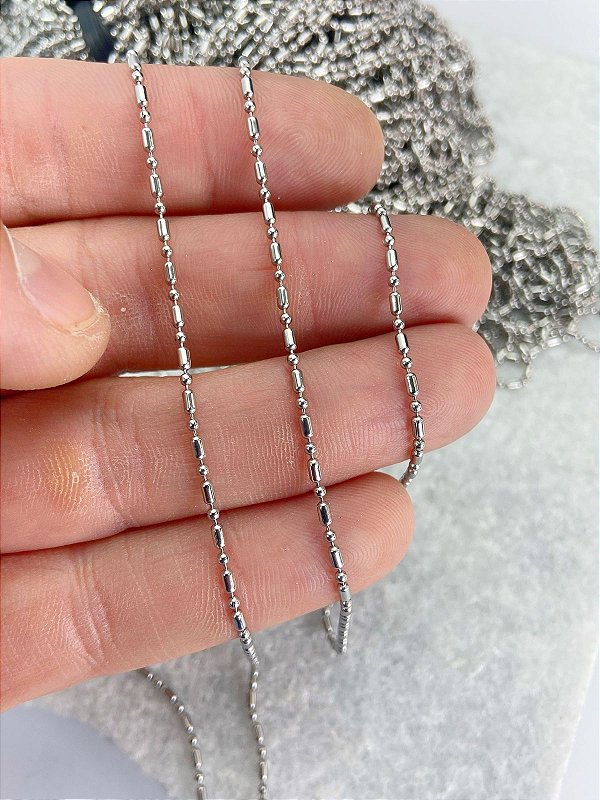 Corrente Bolinha palito Aço inox diametro 1,5mm - NAO ESCURECE NUNCA * 1 metro - Antialergica