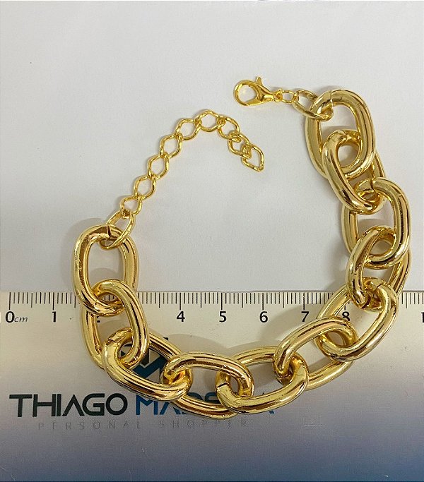 Pulseira cadeado com 17cm + extensora alongadora e fecho - 1 unidade banho ouro 2 milesmos com verniz italiano