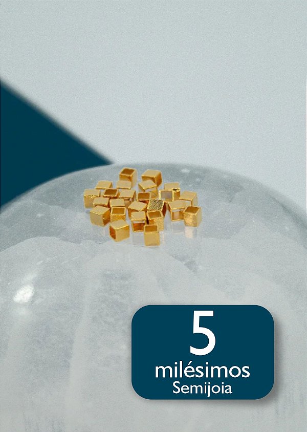 Entremeio Quadrado 3X3Mm Lixado Ouro 5 Milesimos - 50Pçs