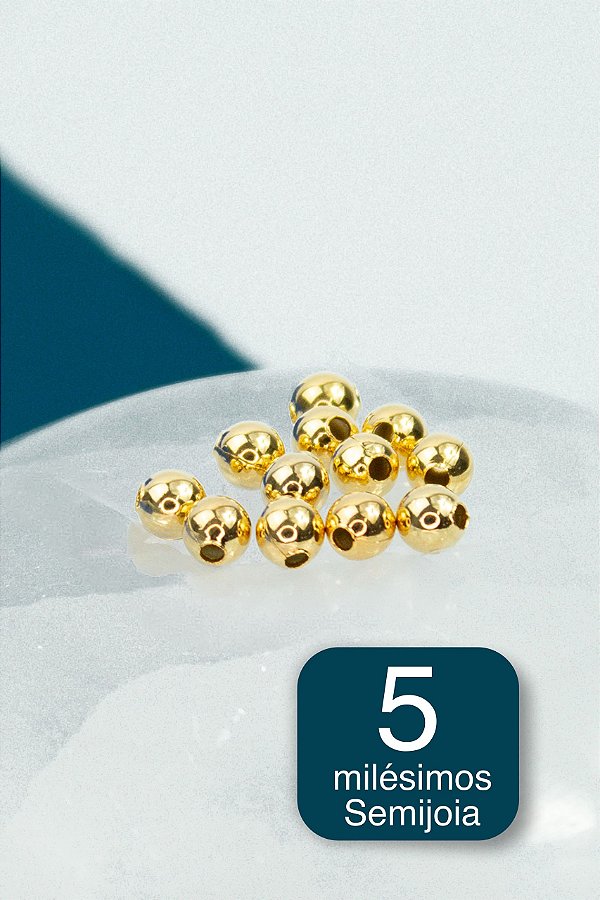 Entremeio Bolinha 8mm Ouro 5 Milesimos - 30pcs