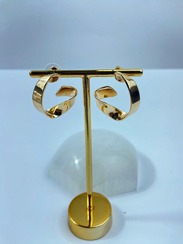 Brinco orgânico - banho ouro - 1 unidade