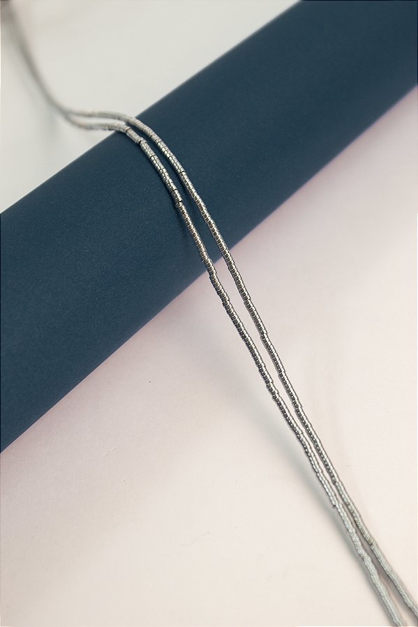 Fio Hematita Prata Tubo 2x1Mm - O Fio