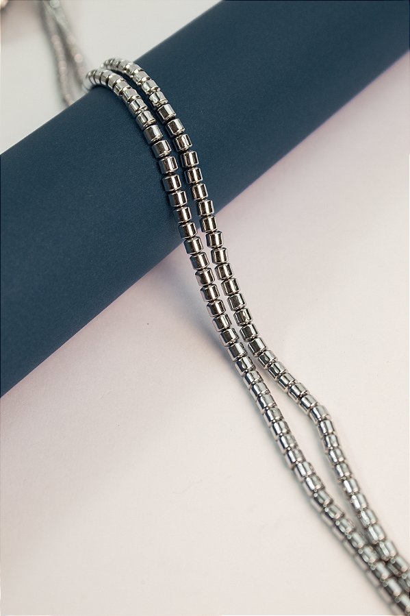 Fio Hematita Prata Tubo 4x3Mm - O Fio