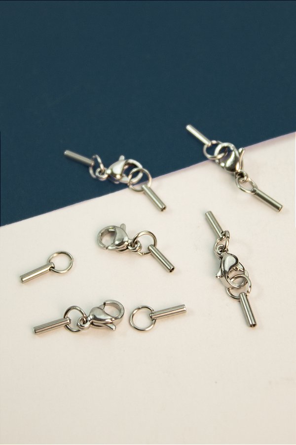 Terminal Nylon - 1mm - Aço Inox - 01 Par De Terminal + Fecho