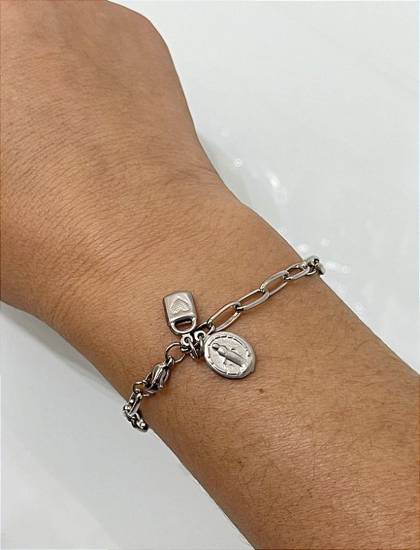 Pulseira Inox Cadeia De Consagração A Nossa Senhora - 1 unidade