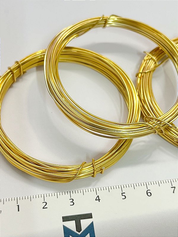 Arame Alumínio bitola 0,80Mm - cor ouro - Pacote Com 5 Metros - Para Artesanato