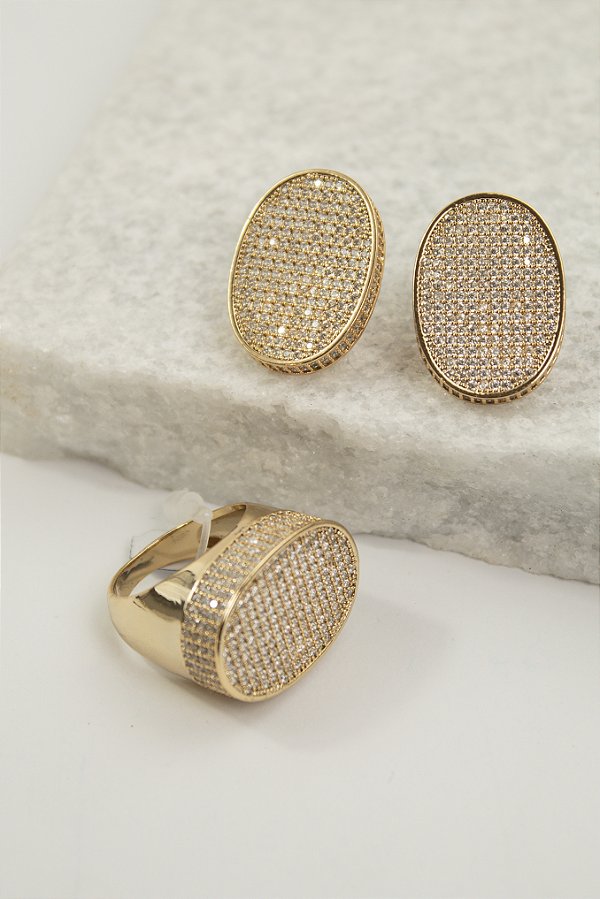 Conjunto Brinco + Anel - Semijoia