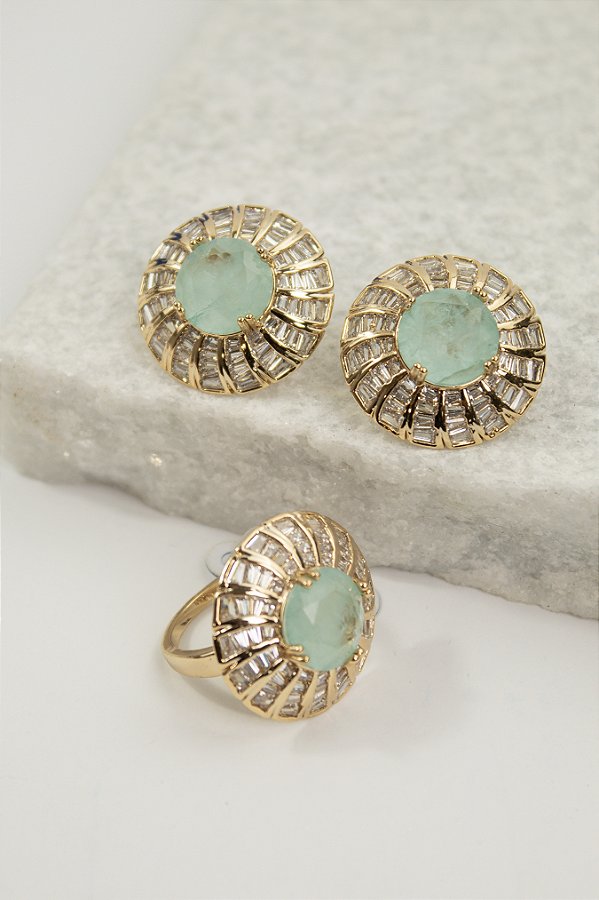 Conjunto Brinco + Anel - Semijoia