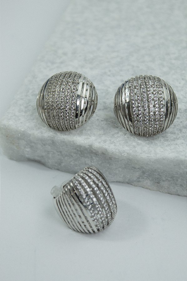 Conjunto Brinco + Anel - Semijoia