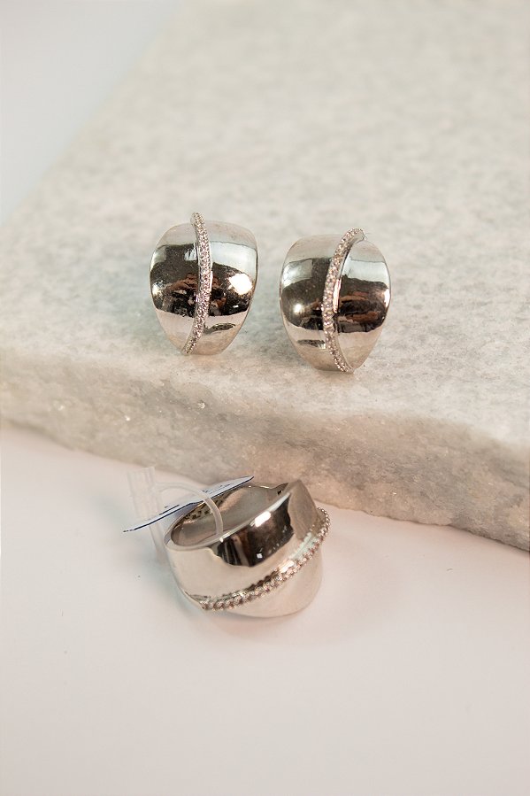 Conjunto Brinco + Anel - Semijoia