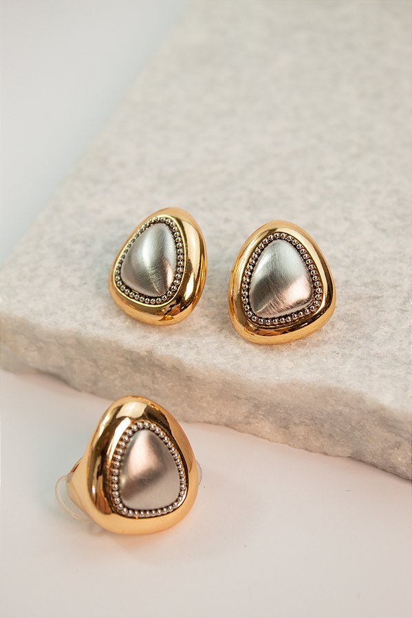 Conjunto Brinco + Anel - Semijoia