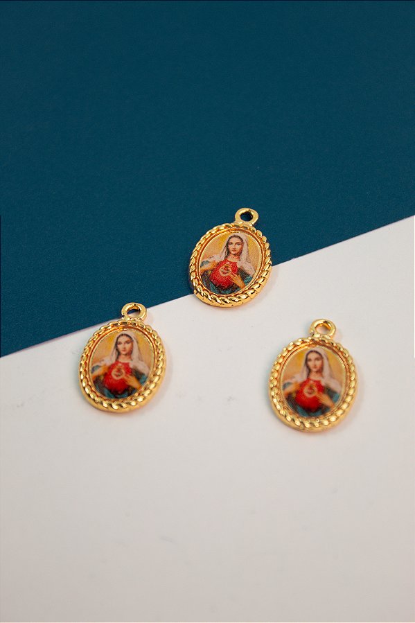 Pingente Religioso Coracao De Maria Ouro - 01 und